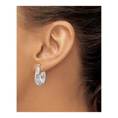 Sterling Silver 24mm Filigree Oval Hoop Earrings – view 4