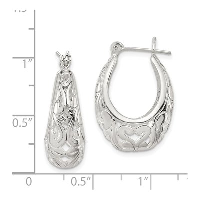 Sterling Silver 24mm Filigree Oval Hoop Earrings – view 5