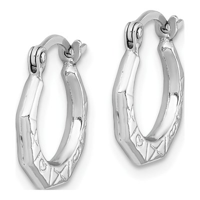 Sterling Silver 11mm Patterned Hoop Earrings – view 3
