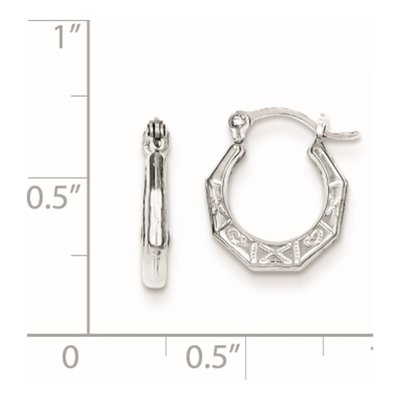 Sterling Silver 11mm Patterned Hoop Earrings – view 5