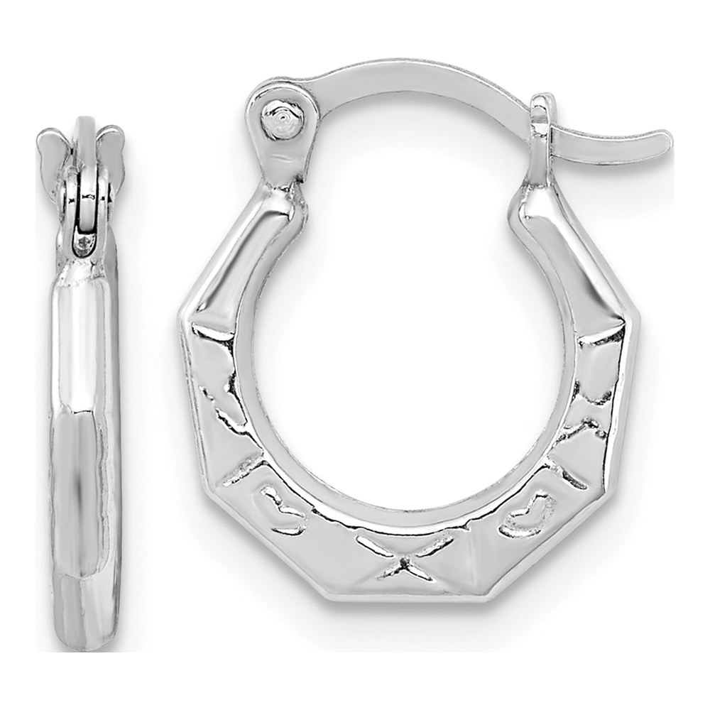 Sterling Silver 11mm Patterned Hoop Earrings