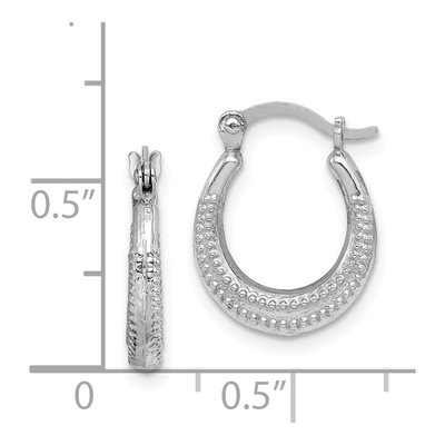 Sterling Silver 12mm Textured Hollow Hoop Earrings – view 5