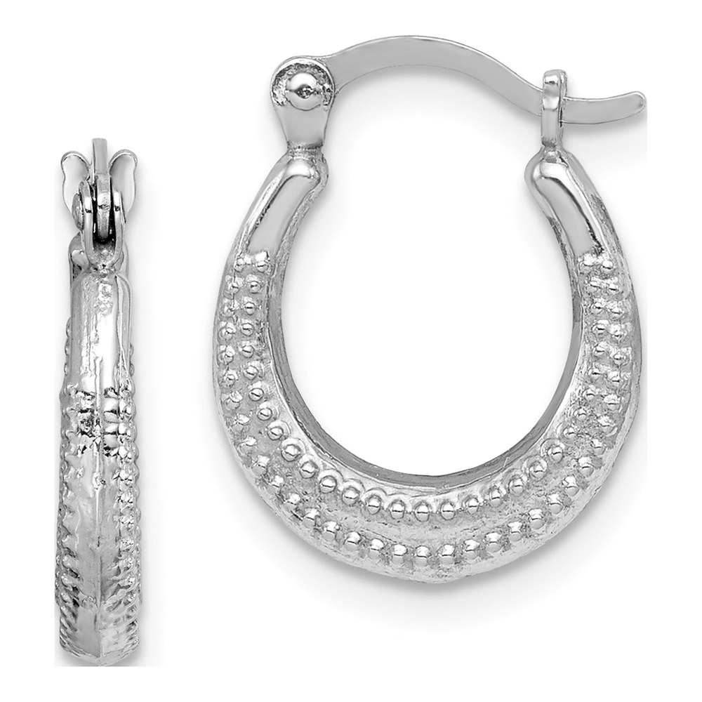 Sterling Silver 12mm Textured Hollow Hoop Earrings