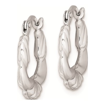 Sterling Silver 13mm Scalloped Hoop Earrings – view 3