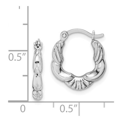 Sterling Silver 13mm Scalloped Hoop Earrings – view 5