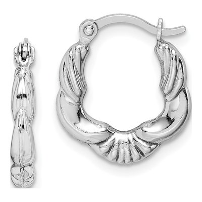 Sterling Silver 13mm Scalloped Hoop Earrings