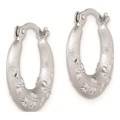 Sterling Silver 15mm Diamond-Cut Hoop Earrings – view 3