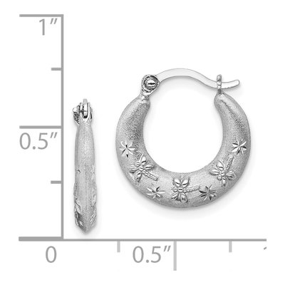 Sterling Silver 15mm Diamond-Cut Hoop Earrings – view 5