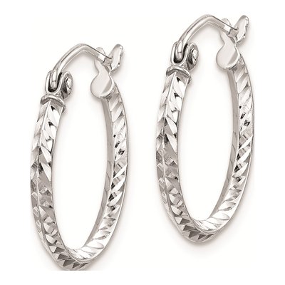 Sterling Silver 16mm Diamond-Cut Hoop Earrings – view 3