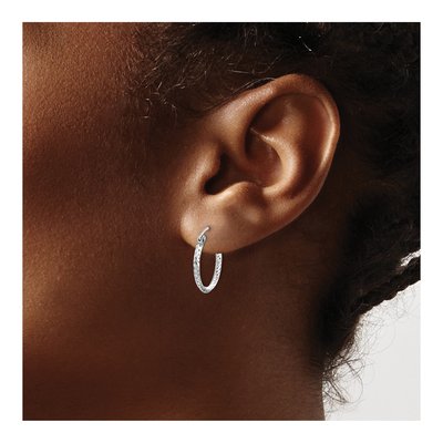Sterling Silver 16mm Diamond-Cut Hoop Earrings – view 4
