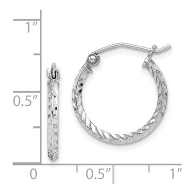 Sterling Silver 16mm Diamond-Cut Hoop Earrings – view 5