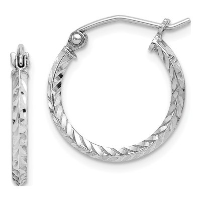 Sterling Silver 16mm Diamond-Cut Hoop Earrings
