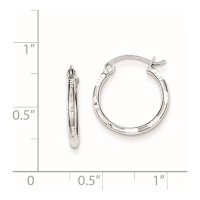 Sterling Silver 15mm Diamond-Cut Hoop Earrings – view 5