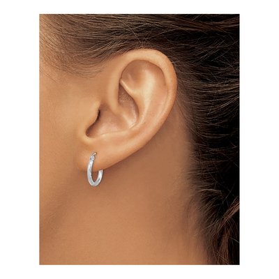 Sterling Silver 15mm Diamond-Cut Hoop Earrings – view 4