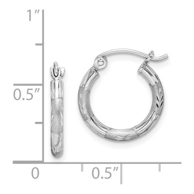 Sterling Silver 15mm Diamond-Cut Hoop Earrings – view 5