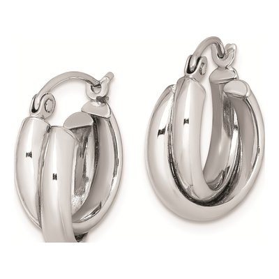 Sterling Silver 13mm Double Hoop Earrings – view 3