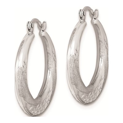 Sterling Silver 21mm Scalloped Round Hoop Earrings – view 3