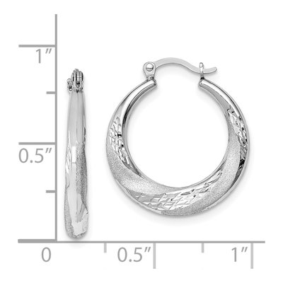 Sterling Silver 21mm Scalloped Round Hoop Earrings – view 5