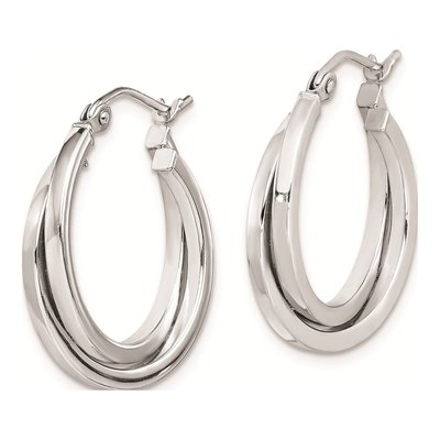 Sterling Silver 19mm Double Hoop Earrings – view 3