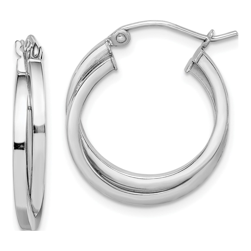 Sterling Silver Rhodium Plated Double Hoop Earrings