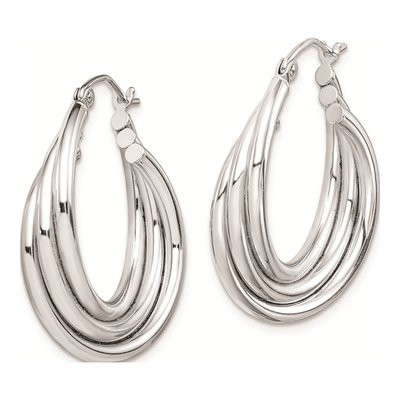 Sterling Silver 24mm Triple Twisted Hoop Earrings – view 3