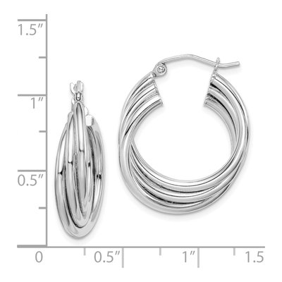 Sterling Silver 24mm Triple Twisted Hoop Earrings – view 5