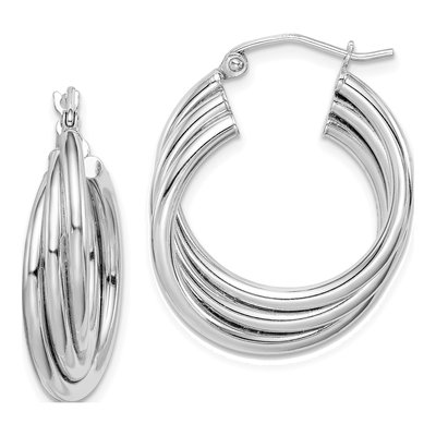 Sterling Silver 24mm Triple Twisted Hoop Earrings