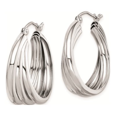 Sterling Silver 24mm Triple Tube Hoop Earrings – view 3
