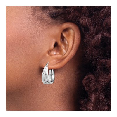 Sterling Silver 24mm Triple Tube Hoop Earrings – view 4