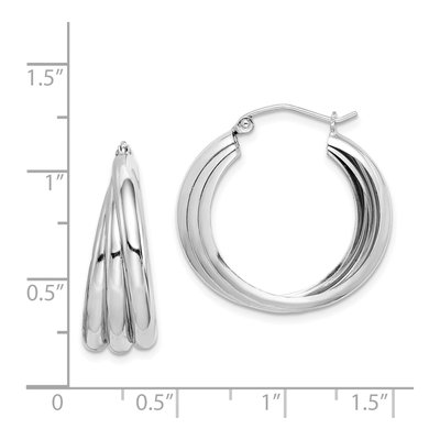 Sterling Silver 24mm Triple Tube Hoop Earrings – view 5