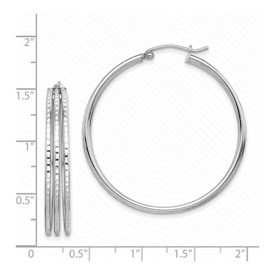 Sterling Silver 38mm Textured Hoop Earrings – view 5