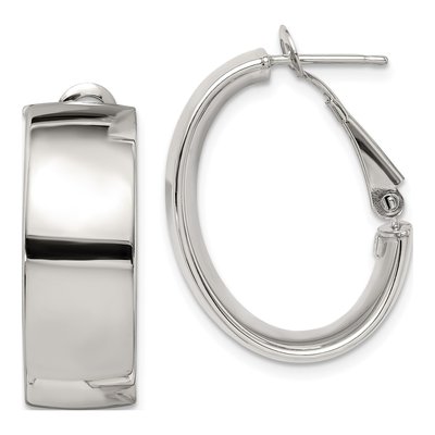 Sterling Silver 20mm Oval Hoop Earrings