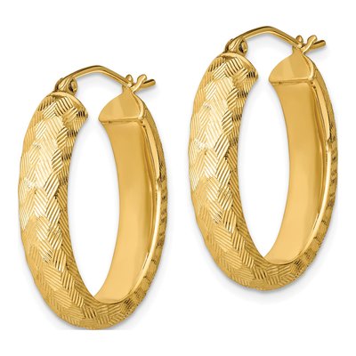 Gold-Plated Sterling Silver 24mm Textured Oval Hoop Earrings – view 3