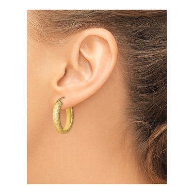 Gold-Plated Sterling Silver 24mm Textured Oval Hoop Earrings – view 4