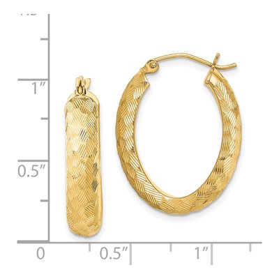 Gold-Plated Sterling Silver 24mm Textured Oval Hoop Earrings – view 5