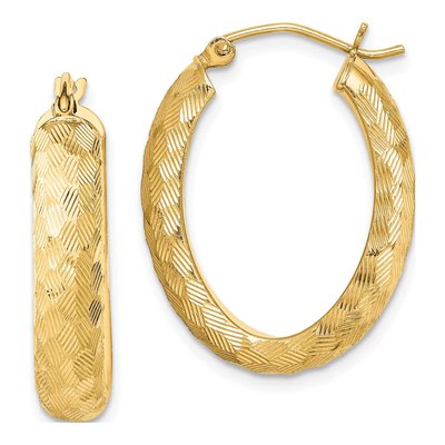 Gold-Plated Sterling Silver 24mm Textured Oval Hoop Earrings