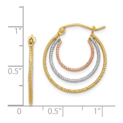 Sterling Silver 21mm Triple Hoop Earrings – view 5