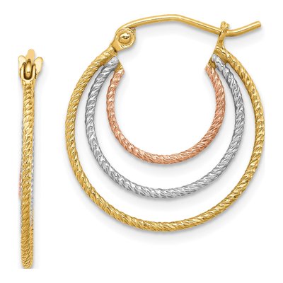 Sterling Silver 21mm Triple Hoop Earrings