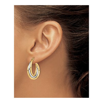 Gold-Plated Sterling Silver Triple Hoop Earrings – view 4