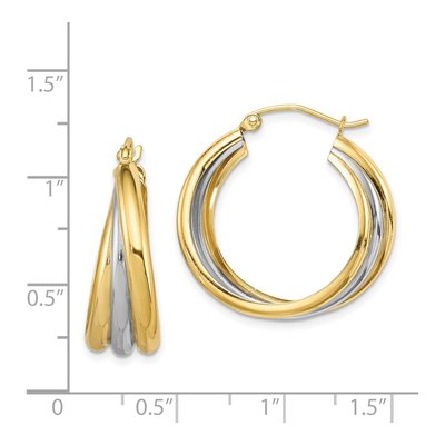 Sterling Silver 22mm Triple Hoop Earrings – view 5