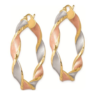 Sterling Silver 37mm Twisted Hoop Earrings – view 3