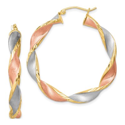 Sterling Silver 37mm Twisted Hoop Earrings