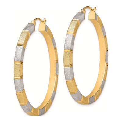 Sterling Silver 40mm Diamond-Cut Hoop Earrings – view 3