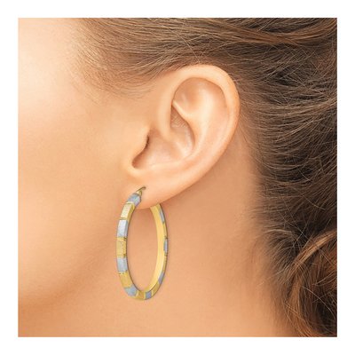 Sterling Silver 40mm Diamond-Cut Hoop Earrings – view 4