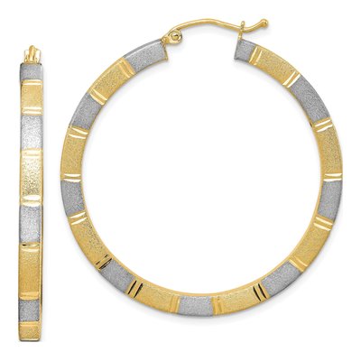 Sterling Silver 40mm Diamond-Cut Hoop Earrings