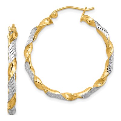Sterling Silver 31mm Twisted Diamond-Cut Hoop Earrings