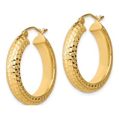 Gold-Plated Sterling Silver 25mm Diamond-Cut Hoop Earrings – view 3
