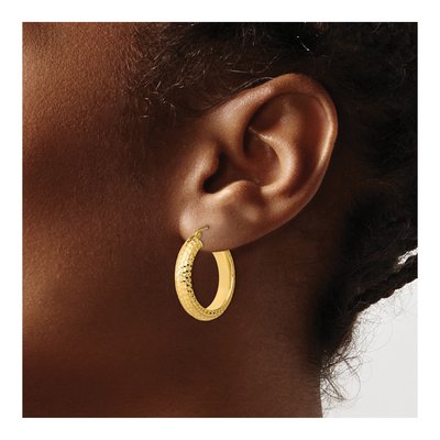 Gold-Plated Sterling Silver 25mm Diamond-Cut Hoop Earrings – view 4