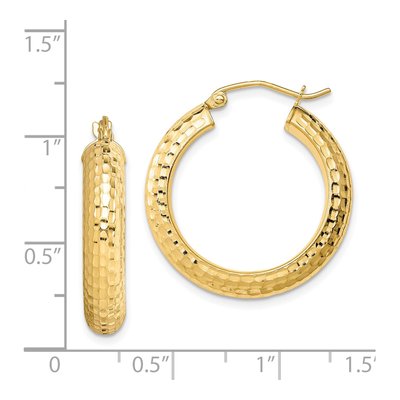 Gold-Plated Sterling Silver 25mm Diamond-Cut Hoop Earrings – view 5