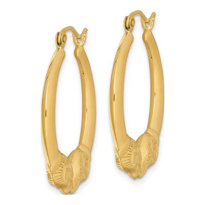 Gold-Plated Sterling Silver 25mm Ram's Head Hoop Earrings – view 3